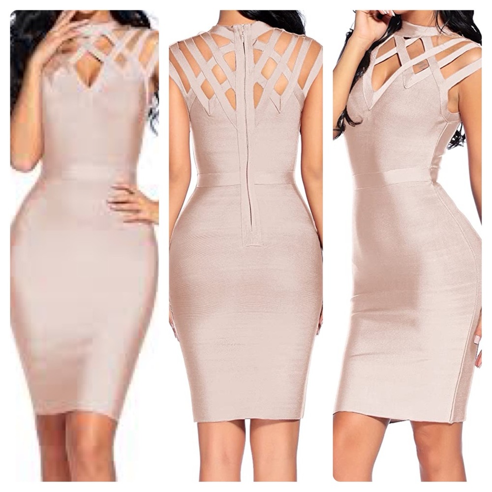 Herve Leger Pink Bandage Dress